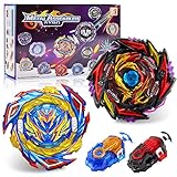 Acebwhtoy 2 in 1 Bey Burst Turbo Starter Set, 4D Metall Fusion kampfkreisel, Kinder Spielzeug Geschenk für Weihnachten, Geburtstag, Kreisel für Kind, Jugendliche Und Erwachsene