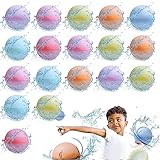 Wiederverwendbare Wasserballons, 18 Stück Wasserbomben Schnell Befüllbar Silikon Wasserballons Splash Bälle für Kinder Erwachsene Outdoor-Aktivitäten Wasserspiele