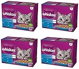 Whiskas Adult 1+ Katzennassfutter Fisch Auswahl in Gelee, 4x12x85g (48 Portionsbeuteln) – Hochwertiges Nassfutter für ausgewachsene Katzen