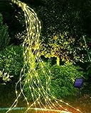 Joysing Solar Lichterkette Aussen 1M 100 LED Lichterschweif, 8 Modi Lichterkette Wasserfall Wasserdichte Lichterbündel Lichterstrang Klein für Gießkanne Pflanzen Terrasse Garten Deko