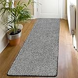 SHACOS Teppich Läufer rutschfest 60x180 cm Schwarz Küchenteppich Waschbar Flurläufer Modern Weich Teppichläufer für Flur, Küche, Schlafzimmer, Eingang