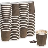 My Home & Lighting Store Geriffelte Heißbecher ohne Deckel für Kaffee und Getränke zum Mitnehmen, dreiwandige, isolierte Einwegbecher, 25 Stück, 340 ml