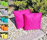 JACK 1x 45x45cm Outdoor Lounge Kissen Dekokissen inkl. Füllung Wasserabweisend Sitzkissen Garten Stuhl Lotus Effekt, Farbe:Pink
