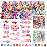 LUFFLOK 1189 Stück Haargummis Mädchen, Bunte Haargummis und Scrunchies, Süße Haarklammern, Haargummi Damen ohne Schäden, Kleine Haarspangen und Mädchen Haarschmuck Set für Feines Haar (1189 Stück)