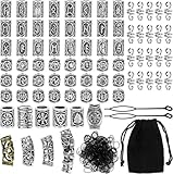 DIY Perlen Set, 80pcs Antike Haar- und Bartperlen Alphabet Armband Charme, klassische Muster Spacer mit Aufbewahrungsbeutel