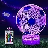 Fußball geschenke für jungen, 3D Nachtlicht, LED Illusion Lampe, Stimmungslichter Touch & Fernbedienung, 16 Farben Wechselnd Dekoration Nachttischlampen, fussball Geschenke für Mädchen Männer Kinder