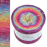 Farbverlaufsgarn Bobbel Wolle mit Glitzer Größe wählbar Strickwolle Häkeln 4Fach (Multicolour Glitzer + Faden Neonpink Feuerwerk, 400g/1520m - 4Fach)