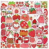 50 Stück Erdbeeren Aufkleber für Laptop Helm Motorrad MacBook Gepäck Computer Auto Gitarre Koffer Scrapbook Wasserflaschen,Kawaii Strawberry Früchte Wasserdicht Stickers für Mädchen Kinder Teenager