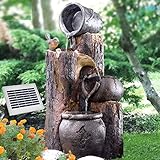 Solar Gartenbrunnen Brunnen Solarbrunnen Zierbrunnen Vogelbad Wasserfall Gartenleuchte Teichpumpe - Springbrunnen Wasserspiel für Garten, Gartenteich (7-SP02129)