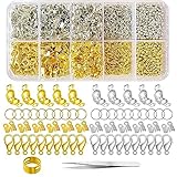 Xerteam Schmuckherstellung Set, 2300 Stück DIY Schmuckherstellung Zubehör mit Pinzette, Ösenöffner für DIY Bastelbedarf und Reparatur Halskette, Armband, Ohrringe (Silber und Gold)