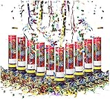 com-four® 10x Shooter Party Popper-Set 20,5 cm, Konfetti-Kanone, buntes glänzendes Konfetti für Silvester, Partys, Geburtstage, Konfetti Bombe (10 Stück - 20.5cm)