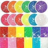 Sibba 12 Farben Glitzerpulver Bastel Glitzer Set Pulver Glitter für Nägel Dekoration Nagelkunst Karten Make-up Karten Lidschatten Gesicht DIY Masquerade Festival Papier (Illusion Gold Glitter)