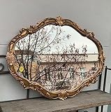 Generisch Dekorativer Wandspiegel Gold ovaler Spiegel antik klassischen Badezimmerspiegel Barock-Stil 50x39 Prunk Spiegel c26