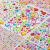 BesoAnan Glitzersteine Selbstklebend, 1447 Stück, Strasssteine Acryl Bunt für Make-up, DIY, Augen, Nagel, Verschiedene Größen