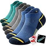 TANSTC Arbeitssocken Damen Herren 39-42, Outdoor Atmungsaktiv Wandersocken Baumwolle, Rutschfest Laufsocken Tennissocken Für Fitness Laufen Joggen Wandern Workout Freizeit, Grün Blau Und Grau 3 Paar