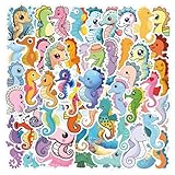 Seahorse Aufkleber für Jugendliche Erwachsene 50 Stück Seepferdchen Vinyl Sticker Set Auto Motorräder Fahrrad Skateboard Snowboard Gepäck Laptop Koffer Helm Motorrad Computer