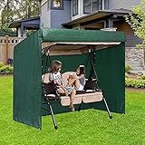 PATIO PLUS Hollywoodschaukel Schutzhülle 3 Sitzer, Wasserdicht, Winddicht, Gewebe Abdeckung für Gartenschaukel Grün (215x150x150cm)