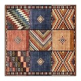 Rururug Quadratisch Teppich Kurzflor Orientalisch Teppichläufer Flur Korridor Wohnung Dekoration rutschfest Waschbar Teppiche, Braunes Mehrfarben-Patchwork,Square 100 x 100 cm