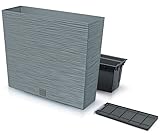 rg-vertrieb Blumenkasten Blumenkübel Blumentopf Pflanzkübel Quadrat Furu Tower 58cm x 50cm Tannennadeln Design mit Einsatz (Grau)