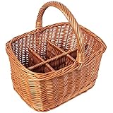 Creative Home Weidenkorb mit Henkel | Flaschenkorb 6 Flaschen | 40 x 31 x 38 cm (+/- 2 cm) | Großer, Leichter Flaschenträger | Naturbraun | Handgeflochten | Vielseitig einsetzbar, beständig