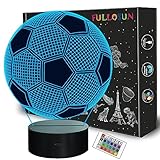 FULLOSUN Kinder Nachtlicht Fußball 3D Optische Täuschung Lampe mit Fernbedienung 16 Farben Ändern Fußball Geburtstag Weihnachtsidee für Sport Fan Jungen Mädchen