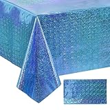 1 Stück Blau Glitzer Tischdecke Geburtstag,Kindergeburtstag Tischdecke,Geburtstagsdeko Mädchen,Meerjungfrau Party Dekorationen