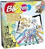 BLOPENS - Tierbabys Kreativset zum Zeichnen und Färben - Freizeit-Malset mit Pustestiften für Kinder ab 5 Jahren - 8 Stifte, 20 Schablonen & Zubehör - Kreatives Malen und Basteln - Lansay