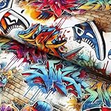 French Terry Graffiti Hip Hop leuchtende Farben - Sweatstoff ab 25 cm Länge