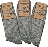 3 Paar Schafwollsocken - Socken aus 100% Schafwolle - naturwarm Größe 39/42