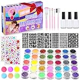 492 Glitzer Tattoo Set Mädchen Temporäres, 41 Farben...