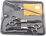 ZJIANHON Friseurschere Professioneller Einsatz Einfaches Haarstyling und Trimmen Edelstahl Friseurschere Effilierschere Set 6 Zoll-Schwarz