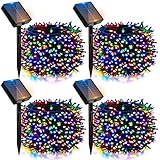 btfarm 4 Stück Solar-Weihnachtslichter für den Außenbereich, insgesamt 480 LEDs, 480 LEDs, wasserdicht, 8 Modi, funkelnder Baumlicht, solarbetrieben für Weihnachten, Garten, Terrasse, Party, Hochzeit
