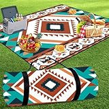 SaiXuan Picknickdecke 200x200cm Wasserdicht und Isoliert – Strandmatte für 4–6 Personen, Outdoor Campingdecke, Faltbare Decke mit Tragetasche, Weiche Oberfläche & Aluminiumbeschichtung