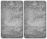 KESPER 36540-13 Multi-Glasschneideplatte 2er Pack Motiv BETON/Herdabdeckplatte/Glasschneidbrett/Glasplatte/Spritzschutz