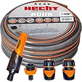 Hecht 30m premium Gartenschlauch Set 13mm (1/2 Zoll) mit Garten-brause – formstabil, trittfest & UV-Beständig, Gartenschlauch/Wasserschlauch aus hochwertigem Spiralgewebe, 30 bar Schlauch Berstdruck