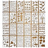 VETPW 24Pcs Gemischt Bullet Art Journal Stencil Schablonen Zeichnen Set, Kunststoff Wiederzuverwendend Zeichenschablonen Vorlagen Planer Schablonen für Tagebuch, Scrapbook DIY Geschenkkarten Fotoalbum