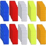HuaJiao 40 Stücke Reflektorband Selbstklebend, 3 * 8cm Warnung Reflektierende Aufkleber Sicherheit Warnklebeband Auto Nacht Klebeband für Fahrrad Motorrad Helme Kleidung(Gelb,Rot,Weiß,Grün)