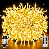 Ollny Lichterkette außen 20m 200LED, Lichterkette Weihnachtsbaum mit Fernbedienung und Timer, 8 Modi IP44 wasserdicht Lichterkette für außen und innen Weihnachten Hochzeit Party (Warmweiß)