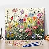 TISHIRON Malen nach Zahlen Erwachsene Kinder Tinte Malerei Stil Blumen Ölgemälde DIY Handgemalt Ölgemälde Kits mit Pinseln für Wandkunst Dekoration Home Haus Deko 16'x20'