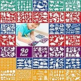 Qpout 30pcs Bunte Zeichenschablone für Kinder, Tier Meerjungfrau Dinosaurier Hai Auto Brief Malvorlagen für Jungen Mädchen Geburtstag Weihnachten Geschenke Kleinkinder Vorschule Malwerkzeug