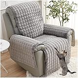 NNSMUN Sofa Armlehnenbezüge, Sesselschoner Sesselauflage, Fernsehsessel Schutzbezug Anti-Rutsch, Relaxsessel Bezüg Sesselüberzug für Zuhause mit Kindern und Haustieren Hund (Grau,1 Sitz (53 * 190cm))