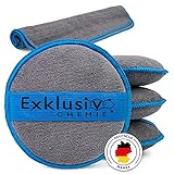 Exklusiv Chemie® 4X Handpolierschwamm Auto + Mikrofasertuch Q1 GSM 380 | Applikator Pad Mikrofaser | Auftragen von Politur, Wachs & Pflegemittel | weicher Politur Schwamm | Microfaser Pad