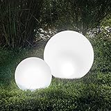 Solar multicolor Leuchtkugel 2er Set 20 und 30 cm - 7 Lichtfarben Dauerlicht oder Wechsellicht - 8 Std. - Solarmodul 0,5 Wp - Solarleuchte esotec 102613, Kunststoff