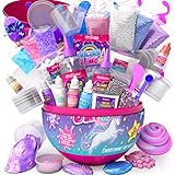 GirlZone Geschenke für Mädchen Schleim Kinder - Ei-Form Einhorn Slime Kit für Kinder DIY Schleim Herzustellen Selber Machen - Unicorn Glitter Slime in Einem Großen Ei Sensorisches Spielzeug