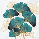 Daisy 3-lagige Frühlingsblumen-Seidenpapier-Servietten für Serviettentechnik, Mittagessen, 33 cm x 33 cm, 20 Stück (Gold und Smaragd Ginkgo Biloba)
