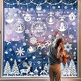 Svanco Weihnachten Fenstersticker Wiederverwendbare Abnehmbare Wandaufkleber Doppelseitig Elektrostatische Sticker für Türen, Fenster und Vitrinen, PVC, Schneeflocken Weihnachtsbaum 9 Blätter