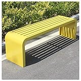 REOTEL Gartenbank Metall, 2-5 Sitzer Sitzbank, Gartenbank Wetterfest, Gartenbank Ohne Lehne, Parkbank bis 225kg belastbar, Terrassenbank für Garten, Balkon und Terrasse,Gelb,120x40x45cm