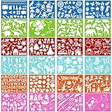 Qpout 24pcs Bunte Zeichenschablone für Kinder, Tier Schmetterling Einhorn Dinosaurier Hai Auto Brief Malvorlagen für Jungen Mädchen Geburtstag Weihnachten Geschenke Kleinkinder Vorschule Malwerkzeug