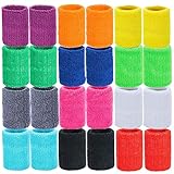 Czemo 24 Stück Schweissband Handgelenk Baumwolle Sport Wristbands Absorbierende Schweißbänder für Männer, Frauen und Kinder