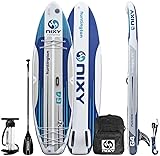 NIXY Huntington Paddelboard, ultrakompaktes, aufblasbares SUP, 2,7 m x 81,3 cm x 15,2 cm, leichtes Stand-Up-Paddleboard mit zweilagigem gewebtem Drop-Stich, inklusive Carbon-Hybrid-Paddel, Pumpe,